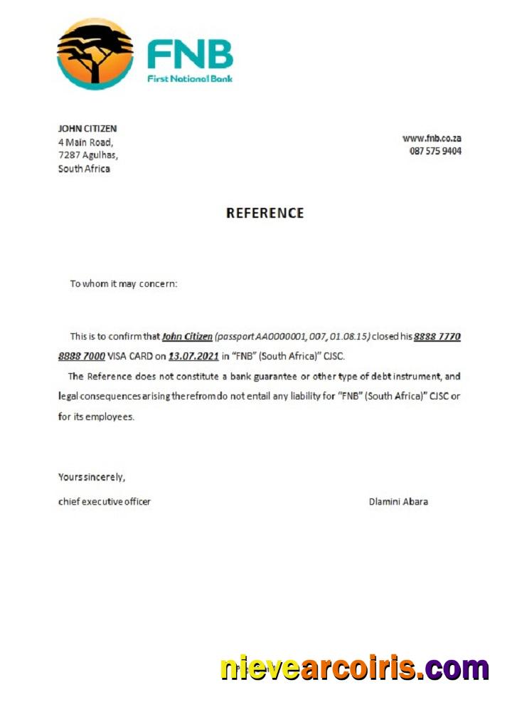 South Africa FNB closure reference